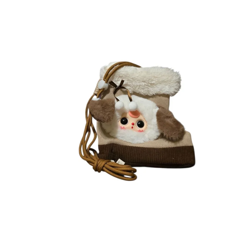 NWT Baby three Plush Phone‎ Hanging Bag Beige White Brown